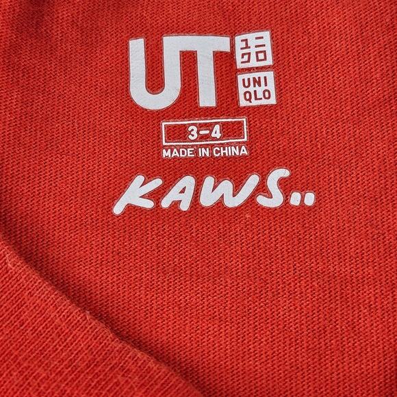 UNIQLO X KAWS COLLAB KIDS TODDLER RED T-SHIRT KAWS PRINT SIZE 6-7 - 100% COTTON - Picture 5 of 8
